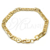 Gold Tone Basic Bracelet, Mariner Design, Polished, Golden Finish, 04.242.0033.09GT (180 Gauge, 07 MM Thickness, 9 Inches Length)
