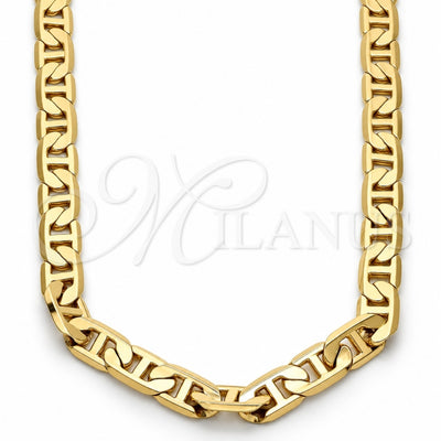 Gold Tone Basic Necklace, Mariner Design, Polished, Golden Finish, 04.242.0033.24GT (180 Gauge, 07 MM Thickness, 24 Inches Length)