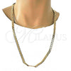 Gold Tone Basic Necklace, Mariner Design, Polished, Golden Finish, 04.242.0033.30GT (180 Gauge, 07 MM Thickness, 30 Inches Length)