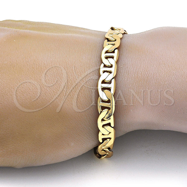 Gold Plated Bracelet — Basic Bracelet Mariner Design Polished 04. .08GT Gauge — alternate product view — SKU 109356 | Chapa de Oro brazalete — básico Bracelet Mariner diseño pulido 04. .08GT Gauge — SKU 109356