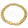 Gold Tone Basic Bracelet, Mariner Design, Polished, Golden Finish, 04.242.0034.08GT (200 Gauge, 08 MM Thickness, 8 Inches Length)