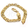 Gold Tone Basic Bracelet, Mariner Design, Polished, Golden Finish, 04.242.0034.08GT (200 Gauge, 08 MM Thickness, 8 Inches Length)