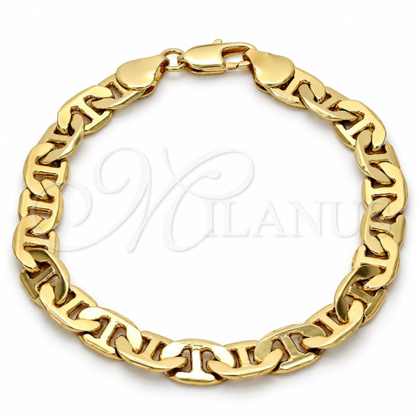 Gold Tone Basic Bracelet, Mariner Design, Polished, Golden Finish, 04.242.0034.08GT (200 Gauge, 08 MM Thickness, 8 Inches Length)