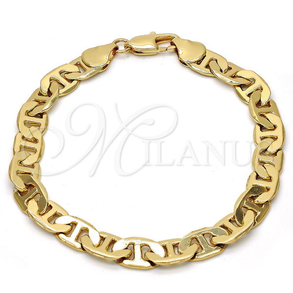 Gold Tone Basic Bracelet, Mariner Design, Polished, Golden Finish, 04.242.0034.08GT (200 Gauge, 08 MM Thickness, 8 Inches Length)