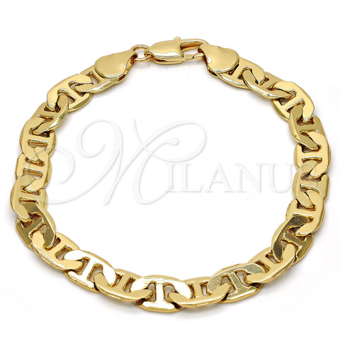 Gold Tone Basic Bracelet, Mariner Design, Polished, Golden Finish, 04.242.0034.09GT (200 Gauge, 08 MM Thickness, 9 Inches Length)