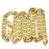 Gold Tone Basic Necklace, Mariner Design, Polished, Golden Finish, 04.242.0034.28GT (200 Gauge, 08 MM Thickness, 28 Inches Length)