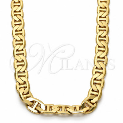 Gold Tone Basic Necklace, Mariner Design, Polished, Golden Finish, 04.242.0034.28GT (200 Gauge, 08 MM Thickness, 28 Inches Length)