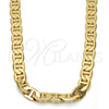 Gold Tone Basic Necklace, Mariner Design, Polished, Golden Finish, 04.242.0034.28GT (200 Gauge, 08 MM Thickness, 28 Inches Length)