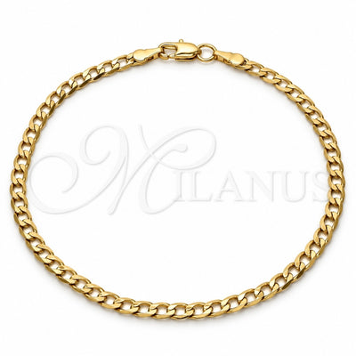 Gold Tone Basic Bracelet, Curb Design, Polished, Golden Finish, 04.242.0025.08GT (120 Gauge, 04 MM Thickness, 8 Inches Length)