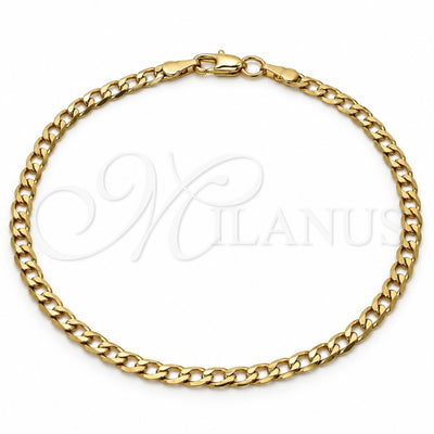 Gold Tone Basic Bracelet, Curb Design, Polished, Golden Finish, 04.242.0025.09GT (120 Gauge, 04 MM Thickness, 9 Inches Length)