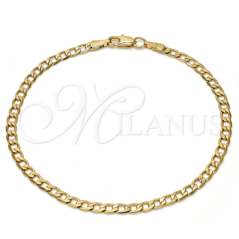 Gold Tone Basic Bracelet, Curb Design, Polished, Golden Finish, 04.242.0025.09GT (120 Gauge, 04 MM Thickness, 9 Inches Length)