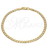 Gold Tone Basic Bracelet, Curb Design, Polished, Golden Finish, 04.242.0025.09GT (120 Gauge, 04 MM Thickness, 9 Inches Length)