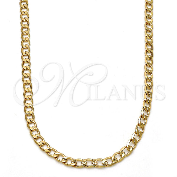 Gold Plated Necklace — Basic Necklace Curb Design Polished 04. .24GT Gauge — main product view — SKU 109363 | Chapa de Oro collar — básico Necklace Curb diseño pulido 04. .24GT Gauge — SKU 109363