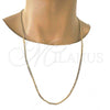 Gold Tone Basic Necklace, Curb Design, Polished, Golden Finish, 04.242.0025.30GT (120 Gauge, 04 MM Thickness, 30 Inches Length)