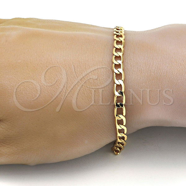 Gold Plated Bracelet — Basic Bracelet Curb Design Polished 04. .08GT Gauge — alternate product view — SKU 109366 | Chapa de Oro brazalete — básico Bracelet Curb diseño pulido 04. .08GT Gauge — SKU 109366