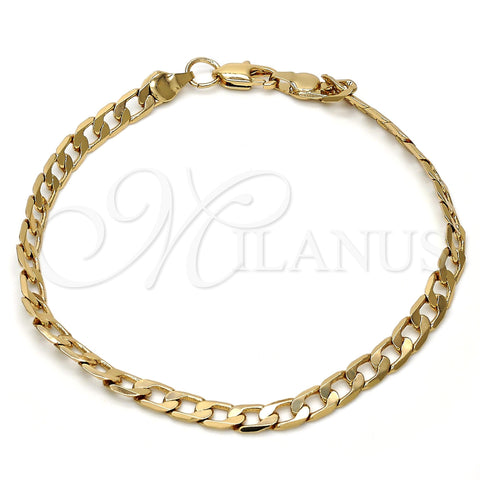 Gold Tone Basic Bracelet, Curb Design, Polished, Golden Finish, 04.242.0026.08GT (140 Gauge, 05 MM Thickness, 8 Inches Length)