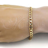 Gold Tone Basic Bracelet, Curb Design, Polished, Golden Finish, 04.242.0026.09GT (140 Gauge, 05 MM Thickness, 9 Inches Length)