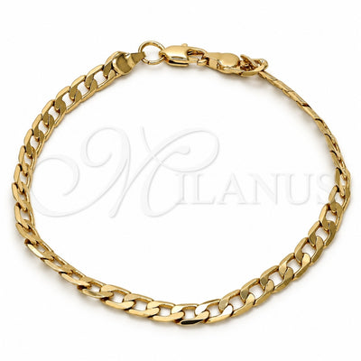 Gold Tone Basic Bracelet, Curb Design, Polished, Golden Finish, 04.242.0026.09GT (140 Gauge, 05 MM Thickness, 9 Inches Length)