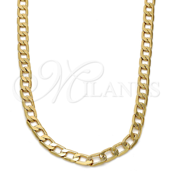 Gold Plated Necklace — Basic Necklace Curb Design Polished 04. .28GT Gauge — main product view — SKU 109369 | Chapa de Oro collar — básico Necklace Curb diseño pulido 04. .28GT Gauge — SKU 109369