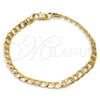 Gold Tone Basic Bracelet, Curb Design, Polished, Golden Finish, 04.242.0027.08GT (160 Gauge, 06 MM Thickness, 8 Inches Length)