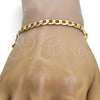 Gold Tone Basic Bracelet, Curb Design, Polished, Golden Finish, 04.242.0028.08GT (180 Gauge, 07 MM Thickness, 8 Inches Length)