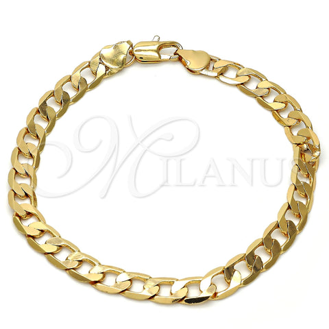 Gold Tone Basic Bracelet, Curb Design, Polished, Golden Finish, 04.242.0028.08GT (180 Gauge, 07 MM Thickness, 8 Inches Length)