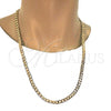 Gold Tone Basic Necklace, Curb Design, Polished, Golden Finish, 04.242.0028.28GT (180 Gauge, 07 MM Thickness, 28 Inches Length)