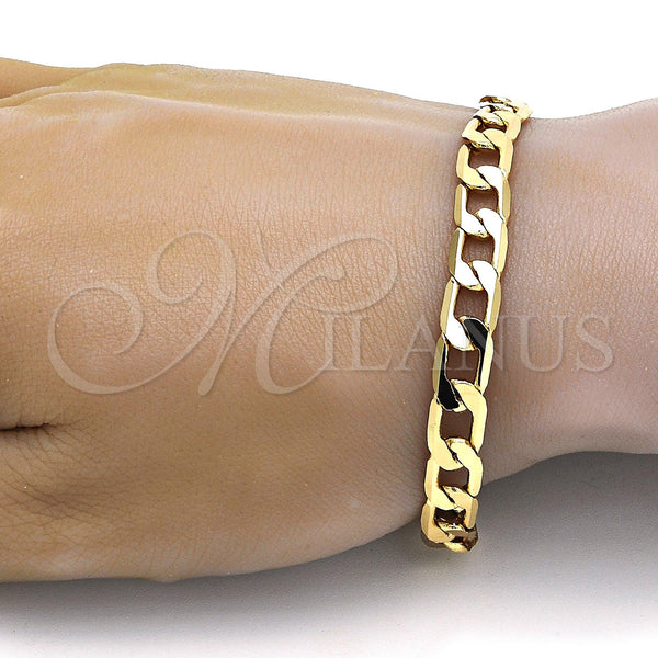Gold Plated Bracelet — Basic Bracelet Curb Design Polished 04. .08GT Gauge — alternate product view — SKU 109381 | Chapa de Oro brazalete — básico Bracelet Curb diseño pulido 04. .08GT Gauge — SKU 109381