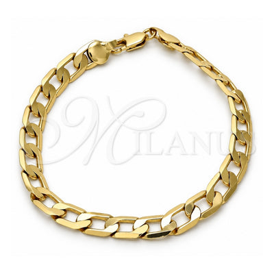 Gold Tone Basic Bracelet, Curb Design, Polished, Golden Finish, 04.242.0029.08GT (200 Gauge, 08 MM Thickness, 8 Inches Length)