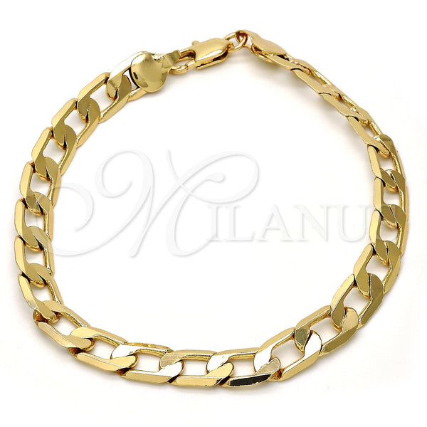 Gold Tone Basic Bracelet, Curb Design, Polished, Golden Finish, 04.242.0029.08GT (200 Gauge, 08 MM Thickness, 8 Inches Length)