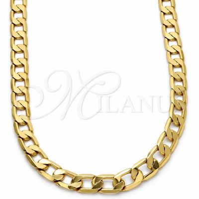 Gold Tone Basic Necklace, Curb Design, Polished, Golden Finish, 04.242.0029.24GT (200 Gauge, 08 MM Thickness, 24 Inches Length)