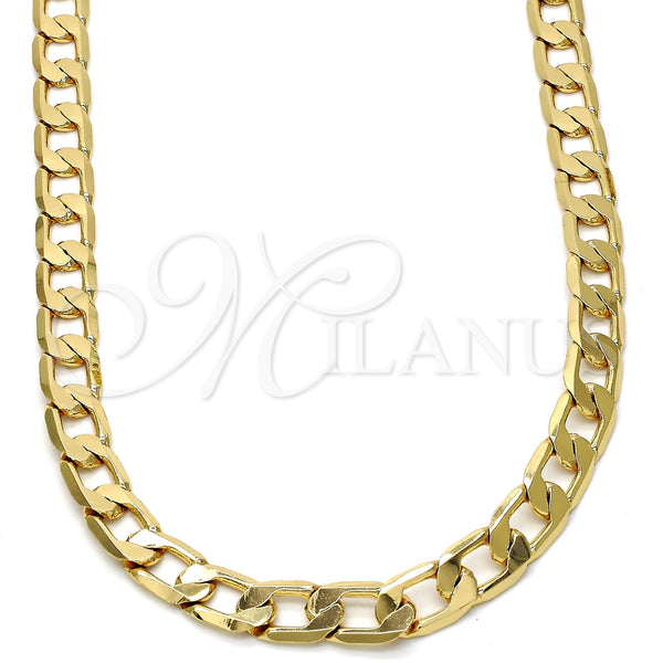 Gold Plated Necklace — Basic Necklace Curb Design Polished 04. .24GT Gauge — main product view — SKU 109383 | Chapa de Oro collar — básico Necklace Curb diseño pulido 04. .24GT Gauge — SKU 109383