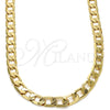 Gold Tone Basic Necklace, Curb Design, Polished, Golden Finish, 04.242.0029.24GT (200 Gauge, 08 MM Thickness, 24 Inches Length)