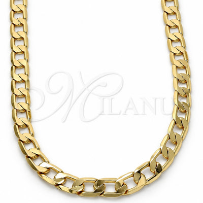 Gold Tone Basic Necklace, Curb Design, Polished, Golden Finish, 04.242.0029.28GT (200 Gauge, 08 MM Thickness, 28 Inches Length)
