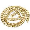 Gold Tone Basic Necklace, Curb Design, Polished, Golden Finish, 04.242.0029.30GT (200 Gauge, 08 MM Thickness, 30 Inches Length)