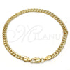 Gold Tone Basic Bracelet, Pave Cuban Design, Polished, Golden Finish, 04.242.0035.08GT (120 Gauge, 04 MM Thickness, 8 Inches Length)