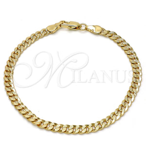 Gold Plated Bracelet — Basic Bracelet Pave Cuban Design Polished 04. .08GT — main product view — SKU 109386 | Chapa de Oro brazalete — básico Bracelet Pave Cuban diseño pulido 04. .08GT — SKU 109386