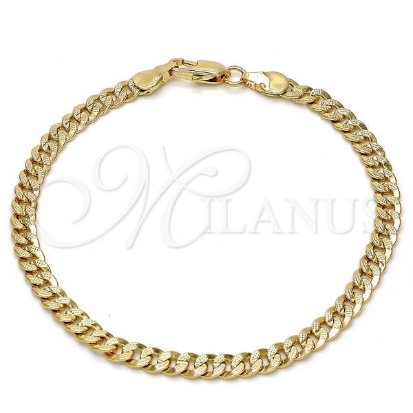Gold Plated Bracelet — Basic Bracelet Pave Cuban Design Polished 04. .08GT — main product view — SKU 109386 | Chapa de Oro brazalete — básico Bracelet Pave Cuban diseño pulido 04. .08GT — SKU 109386