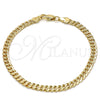 Gold Tone Basic Bracelet, Pave Cuban Design, Polished, Golden Finish, 04.242.0035.08GT (120 Gauge, 04 MM Thickness, 8 Inches Length)