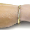 Gold Tone Basic Bracelet, Pave Cuban Design, Polished, Golden Finish, 04.242.0035.09GT (120 Gauge, 04 MM Thickness, 9 Inches Length)