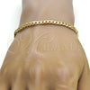 Gold Tone Basic Bracelet, Pave Cuban Design, Polished, Golden Finish, 04.242.0036.08GT (140 Gauge, 05 MM Thickness, 8 Inches Length)