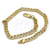 Gold Tone Basic Bracelet, Pave Cuban Design, Polished, Golden Finish, 04.242.0036.08GT (140 Gauge, 05 MM Thickness, 8 Inches Length)