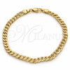 Gold Tone Basic Bracelet, Pave Cuban Design, Polished, Golden Finish, 04.242.0036.09GT (140 Gauge, 05 MM Thickness, 9 Inches Length)