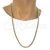 Gold Tone Basic Necklace, Pave Cuban Design, Polished, Golden Finish, 04.242.0036.30GT (140 Gauge, 05 MM Thickness, 30 Inches Length)