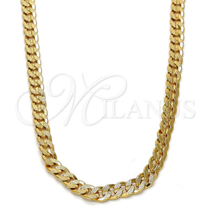 Gold Plated Necklace — Basic Necklace Pave Cuban Design Polished 04. .30GT — main product view — SKU 109395 | Chapa de Oro collar — básico Necklace Pave Cuban diseño pulido 04. .30GT — SKU 109395