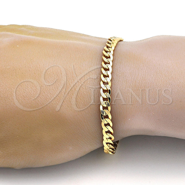 Gold Plated Bracelet — Basic Bracelet Pave Cuban Design Polished 04. .08GT — alternate product view — SKU 109396 | Chapa de Oro brazalete — básico Bracelet Pave Cuban diseño pulido 04. .08GT — SKU 109396