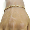 Gold Tone Basic Bracelet, Pave Cuban Design, Polished, Golden Finish, 04.242.0037.08GT (160 Gauge, 06 MM Thickness, 8 Inches Length)