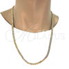 Gold Tone Basic Necklace, Pave Cuban Design, Polished, Golden Finish, 04.242.0037.28 (160 Gauge, 06 MM Thickness, 28 Inches Length)