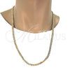 Gold Tone Basic Necklace, Pave Cuban Design, Polished, Golden Finish, 04.242.0037.28GT (160 Gauge, 06 MM Thickness, 28 Inches Length)