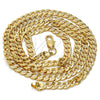 Gold Tone Basic Necklace, Pave Cuban Design, Polished, Golden Finish, 04.242.0037.28GT (160 Gauge, 06 MM Thickness, 28 Inches Length)